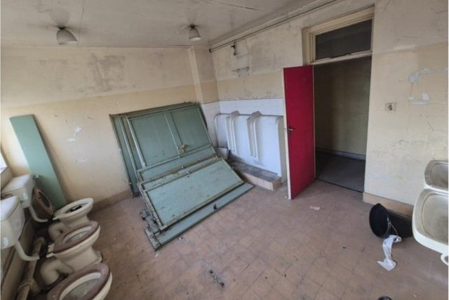 Toilets and washrooms in the old barracks.