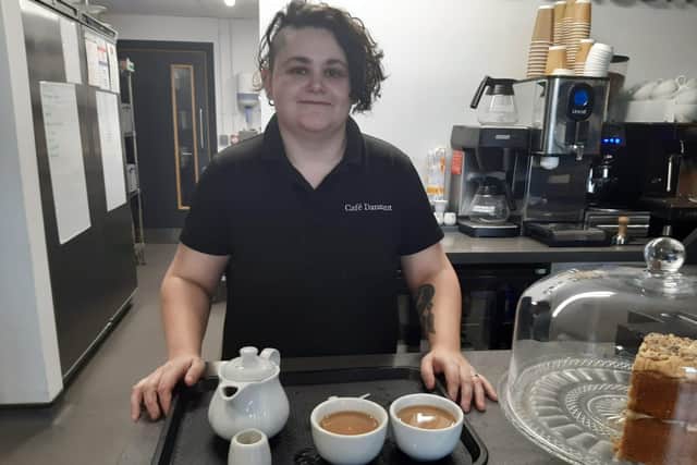 Cafe Dansant manager Steph Sears making the perfect brew.