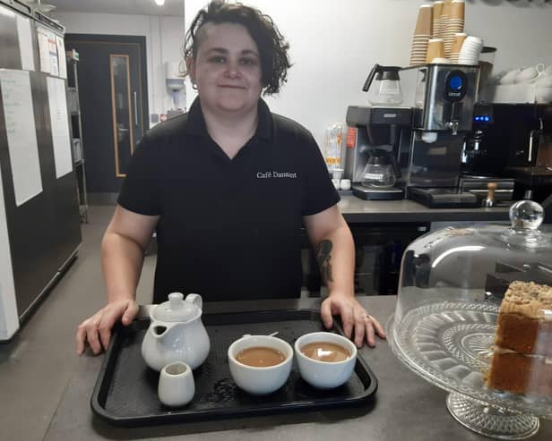 Cafe Dansant manager Steph Sears making the perfect brew.