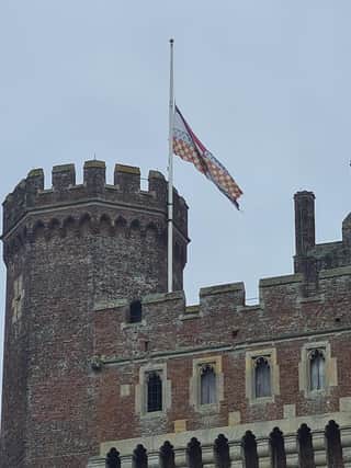 Tattershall Castle flying its flag at half mast on Sunday. Photo: Tattershall Castle/Facebook