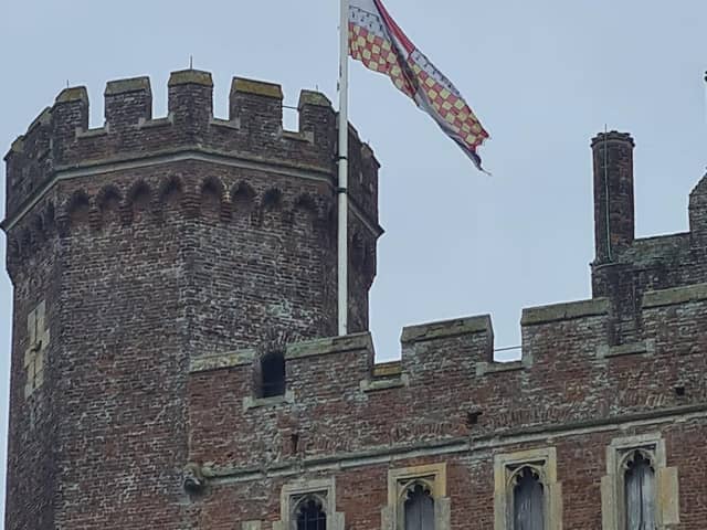 Tattershall Castle flying its flag at half mast on Sunday. Photo: Tattershall Castle/Facebook
