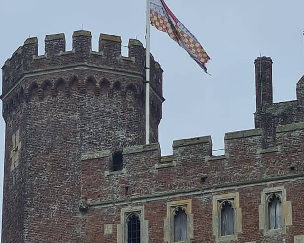 Tattershall Castle flying its flag at half mast on Sunday. Photo: Tattershall Castle/Facebook