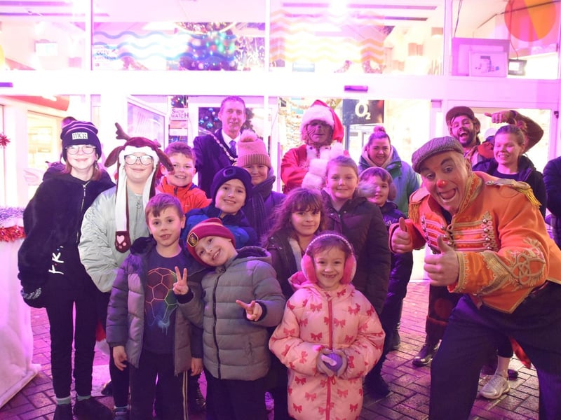 Mr Fipps (right) joined the entertainers in the Hildreds for the switch-on festivities.