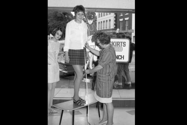 Another photo of Carol Taylor, of Wellington Road, Boston, with Sketchley manageress Mrs O Snowden, 55 years ago.