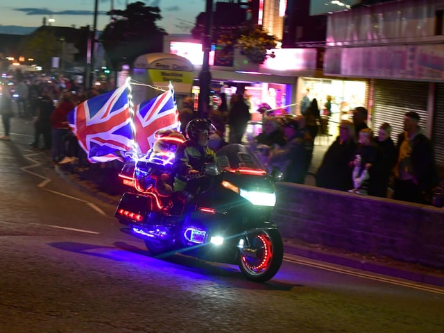 Flying the flag for the Skegness Light Parade.