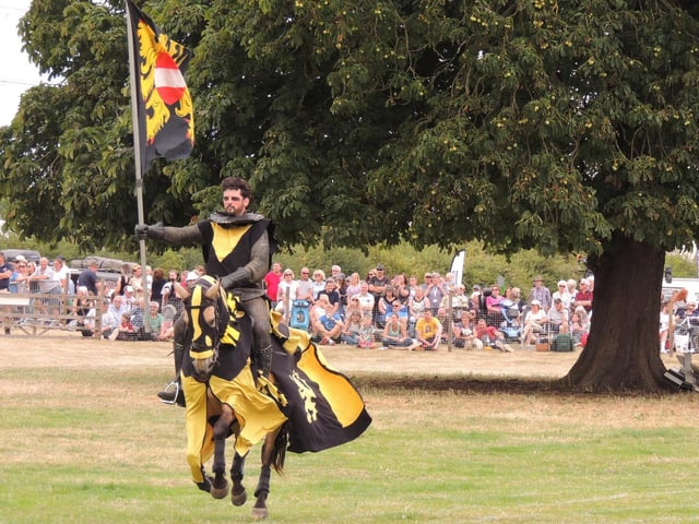 Jousting and combat action from the Knights of Nottingham in the main ring.