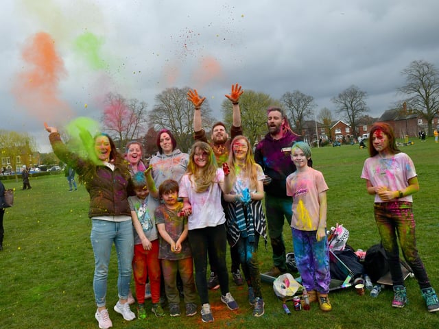 Action from the Holi colours festival in Boston's Central Park.