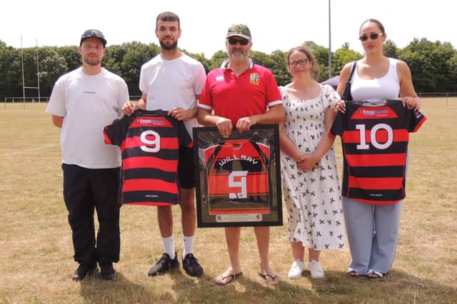 L-R - Will Ray’s step brother Hugo Barker, brother-in-law Hemin Mohammedi, step father Julian Barker, mum Sarah and his sister Alice. Photo: Andy Hubbert