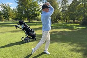 Getting in the swing of things for his big charity challenge is 53-year-old golfer David Tuscarny.