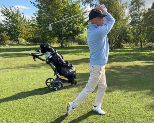 Getting in the swing of things for his big charity challenge is 53-year-old golfer David Tuscarny.