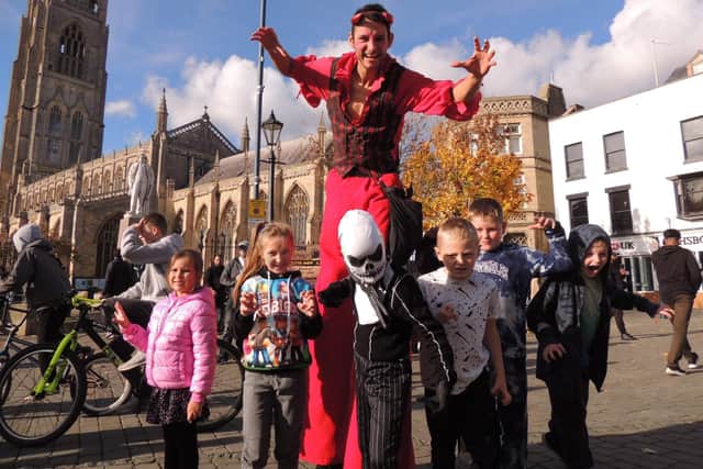 Children loved the street entertainment at Boston's Halloween event on Friday.