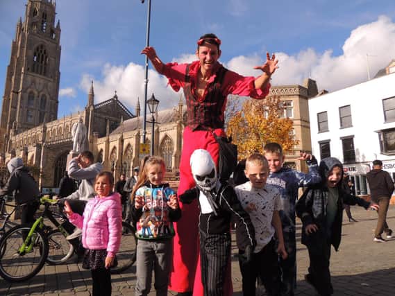 Children loved the street entertainment at Boston's Halloween event on Friday.