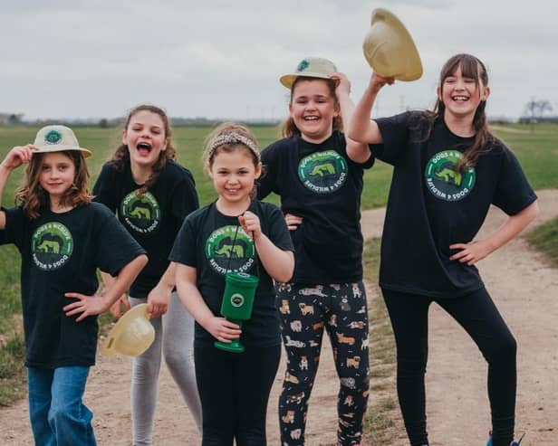 Nine-year-old Paige Bavin and fellow supporters getting ready for the Walk4Wildlife initiative in August.