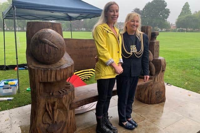 Grace's mum Thea Cox and Boston Mayor, Coun Anne Dorrian officially opened the bench.