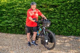 Paul Bargh setting off from Horncastle Squash Club on his charity bike ride to Istanbul. Photo: John Aron Photography
