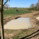 One of the attentuation ponds after it was created in Swaton in 2021. Photo: Environment Agency