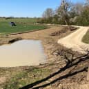 One of the attentuation ponds after it was created in Swaton in 2021. Photo: Environment Agency