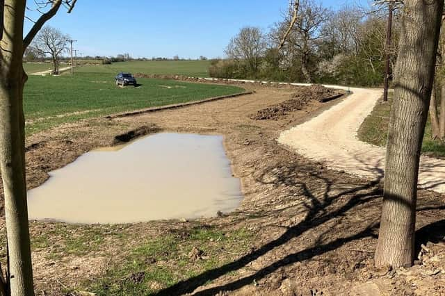 One of the attentuation ponds after it was created in Swaton in 2021. Photo: Environment Agency