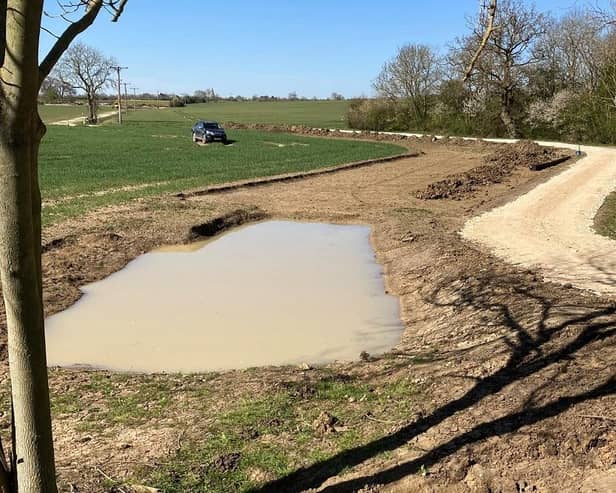 One of the attentuation ponds after it was created in Swaton in 2021. Photo: Environment Agency