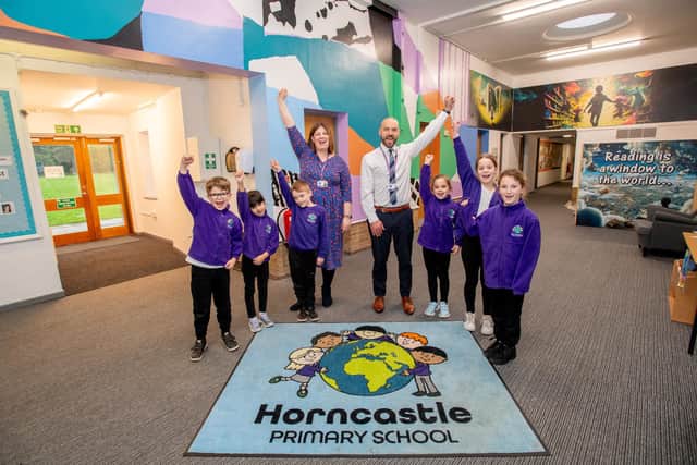 Horncastle Primary School staff and pupils celebrate their revamp. Photos: John Aron Photography