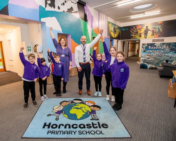 Horncastle Primary School staff and pupils celebrate their revamp. Photos: John Aron Photography