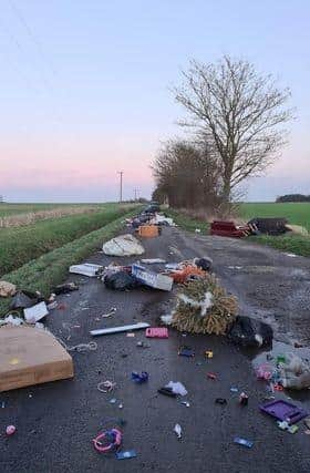 The flytip on Sheep Marsh Lane near North Cotes. Photo: Samantha Buckenham