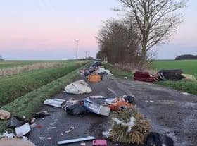 The flytip on Sheep Marsh Lane near North Cotes. Photo: Samantha Buckenham