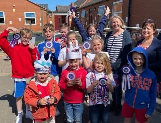 Some of the Theddlethorpe Academy pupils, whose Platinum Jubilee work was recognised with trophies and rosettes by the Village Jubilee Committee.