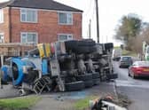 The cement mixer that crashed through the fence at Hall Corner in East Keal in February.