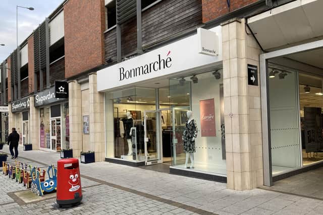 Back at Boston's Pescod Square Shopping Centre, Bonmarché.