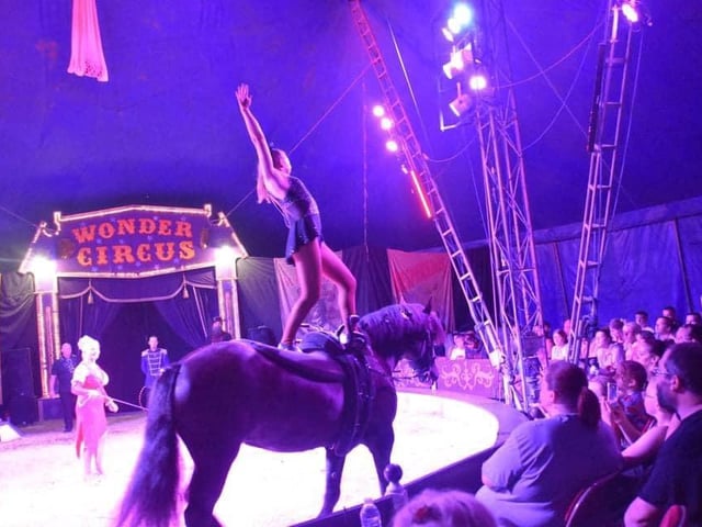 Olivia performing ballet on horseback.