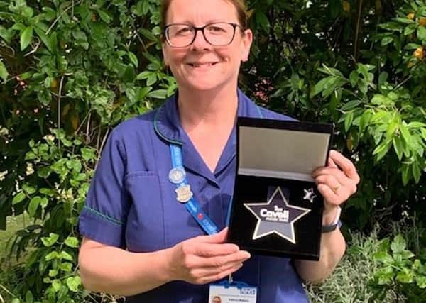 Kathryn Watson, Respiratory Nurse Specialist at County Hospital, Louth with her Cavell Star award.