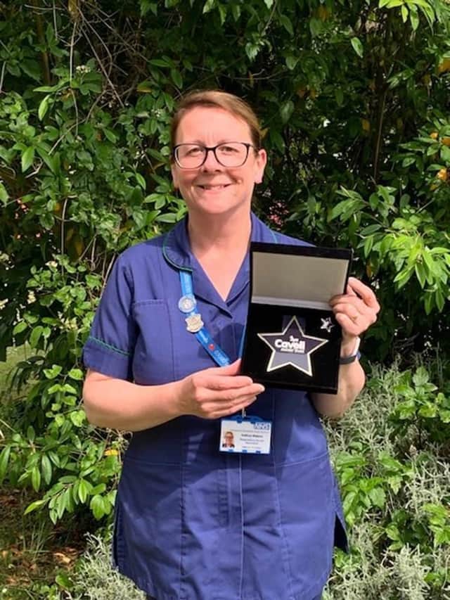 Kathryn Watson, Respiratory Nurse Specialist at County Hospital, Louth with her Cavell Star award.