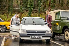 Sarah and her son took the museum's 1989 Austin Metro