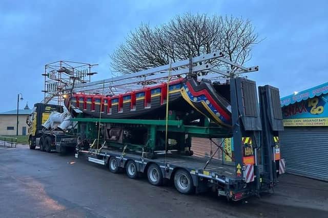 The Pirate Ship sets sail from Skegness Pleasure Beach for the last time. Photo: Russell Family Rambles.