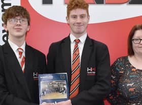 Claire Wilkinson pictured with some students from Haven High Academy celebrating the awarding of the Quality Mark.