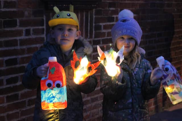 Children made their own lanterns for the parade