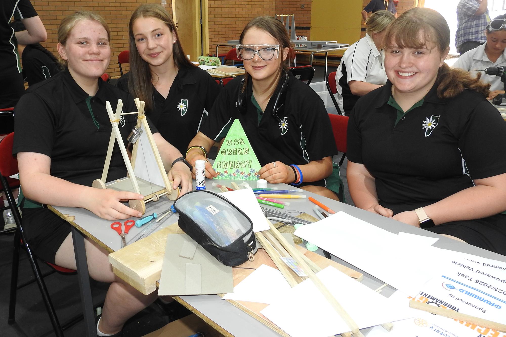 Kesteven and Sleaford High School pupils from Year 10 work on their design, from left - Anya, Phoebe, Libby and Lily.