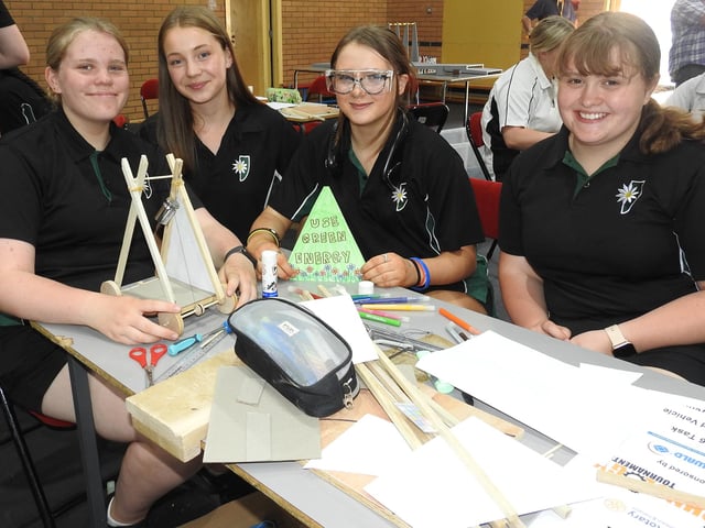 Kesteven and Sleaford High School pupils from Year 10 work on their design, from left - Anya, Phoebe, Libby and Lily.