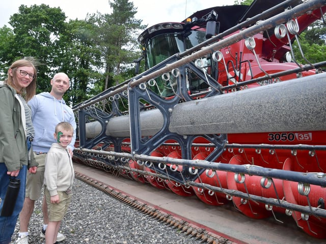 Combined power - Lindsay and Darren Bowes of Market Rasen, with Oliver Bowes 6 view the exhibits at Stourton Estate. Photo: David Dawson