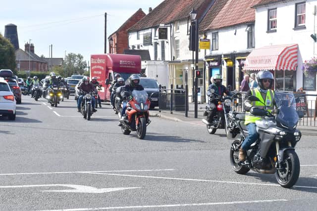 Motorcycles leaving Wragby Market Place. Photo: David Dawson