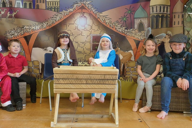 Some of the children in the Key Stage 1 Nativity “This Way to Bethlehem” at St Botolph's School, Quarrington.