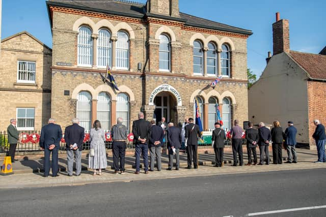 The wreath-laying at the war memorial.