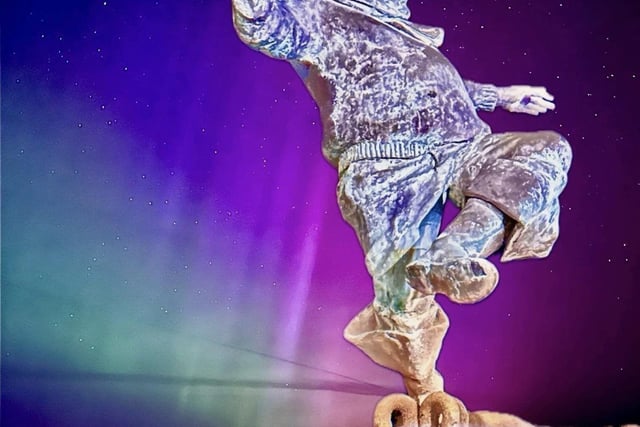 Stunning picture of the Northern Lights taken in front og the Jolly Fisherman fountain in Skegness. Photo: Dean Bradford.