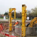 The new water holding tank during construction on land near The Wong and the Old River Bain. Photo: Anglian Water