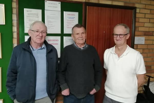 The winning IBC rink against Holland Fen with lead Steve Shaw, skip Jim Gott and pin Richard Allam.