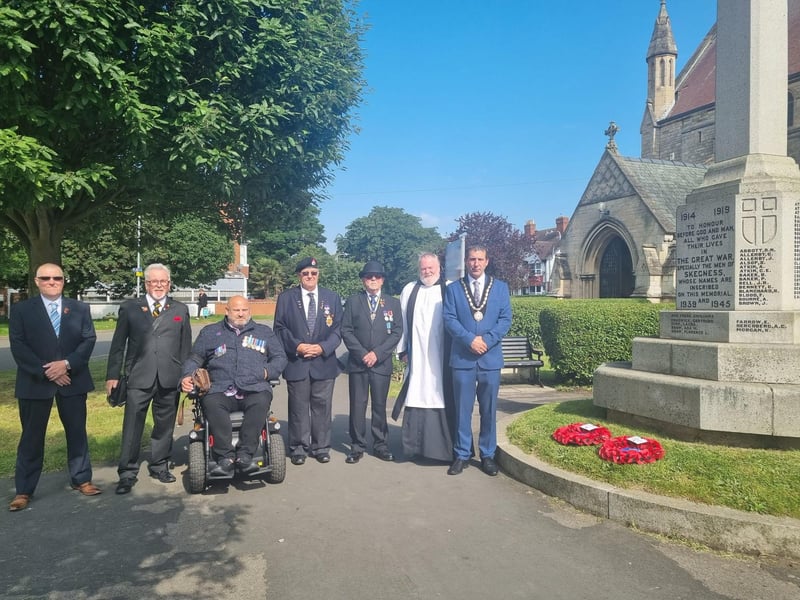 Wreaths have been laid at the memorial at St Matthew's Church in Skegness for the commemoration for D-Day 80.