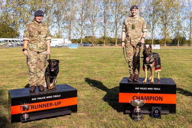 The winners - Cpl Poore and Nina (left) and Corporal Evans and Katy (right). Photo: RAF Photographers