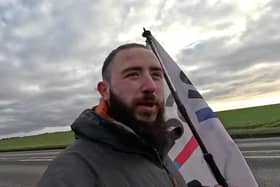 A still from Dan's Facebook live video as he walked through Wrangle.