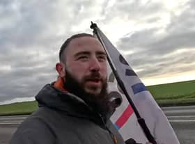 A still from Dan's Facebook live video as he walked through Wrangle.